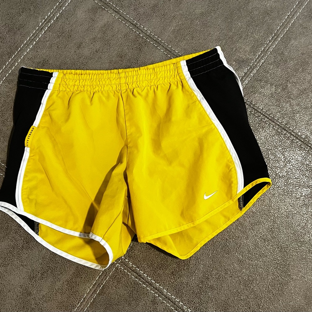 Nike & Live Strong CollabYellow and Black Athletic Shorts with Elastic Waistband